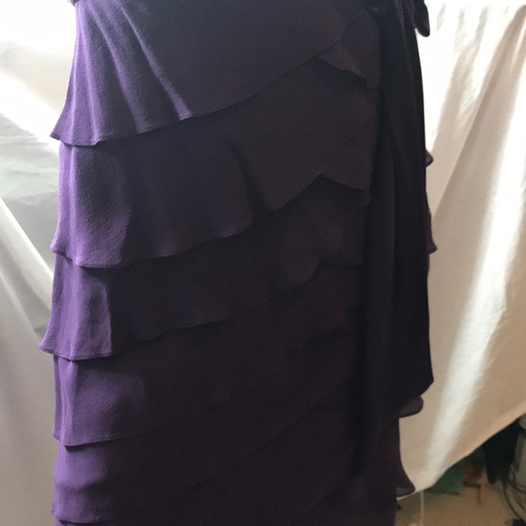 Tadashi halter party dress Evening purple Eggplant rhinestone pin sz 4 vintage - Picture 6 of 9